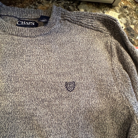 Men’s Chaps 100% cotton grey sweater large - Picture 2 of 10